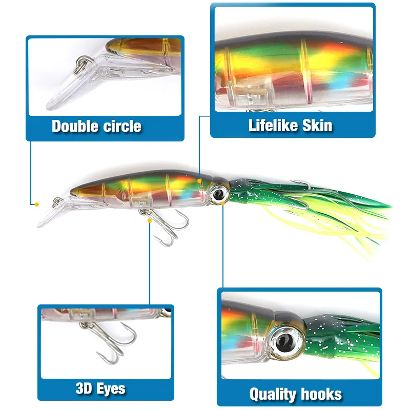 FLYSAND كبير محاكاة الحبار الص - مراجعة Fishing Hook Size وسعره