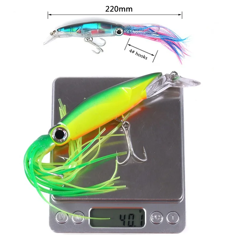 FLYSAND كبير محاكاة الحبار الص - مراجعة Fishing Hook Size وسعره