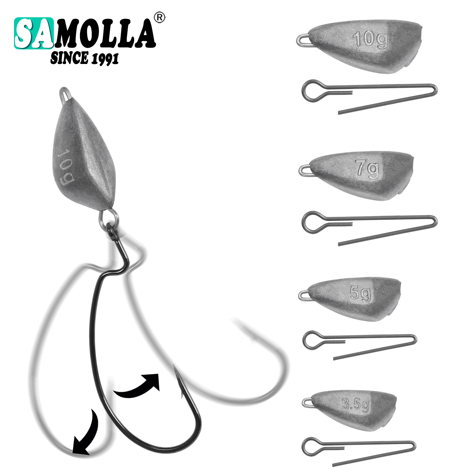 SAMOLLA 5 قطع وزن الصيد برأس ت - مراجعة Fishing Hook Jig وسعره